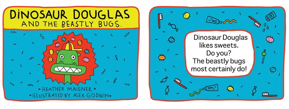 Front and back cover spread of Dinosaur Douglas and the Beastly Bugs