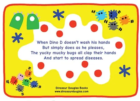Back cover of Dinosaur Douglas and the Yucky Mucky Fingers